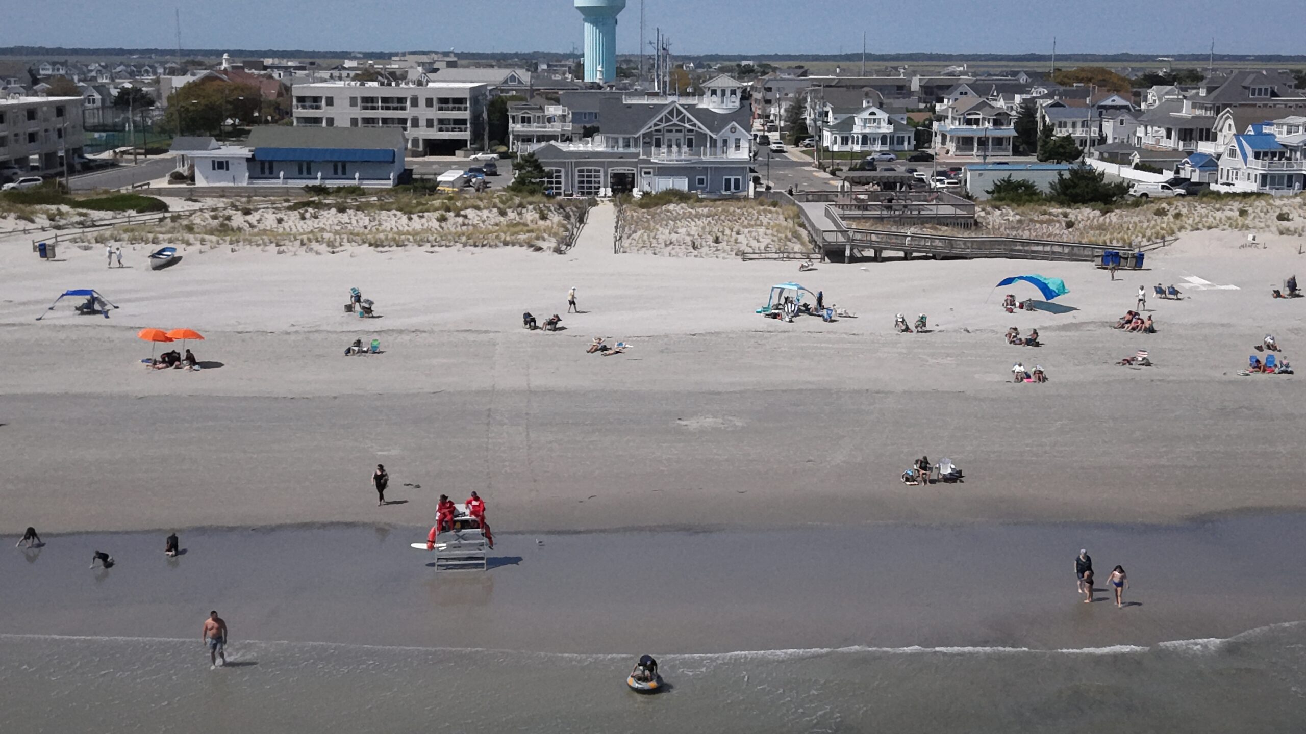 People on the beach and ocean